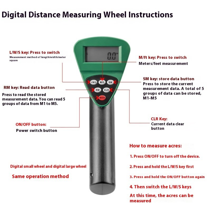 Tuosen Hardware Tools Hand Push Telescopic Rangefinder Mechanical Folding Roller Measuring Wheel Handheld Digital Display Ranging Wheel - Image 3