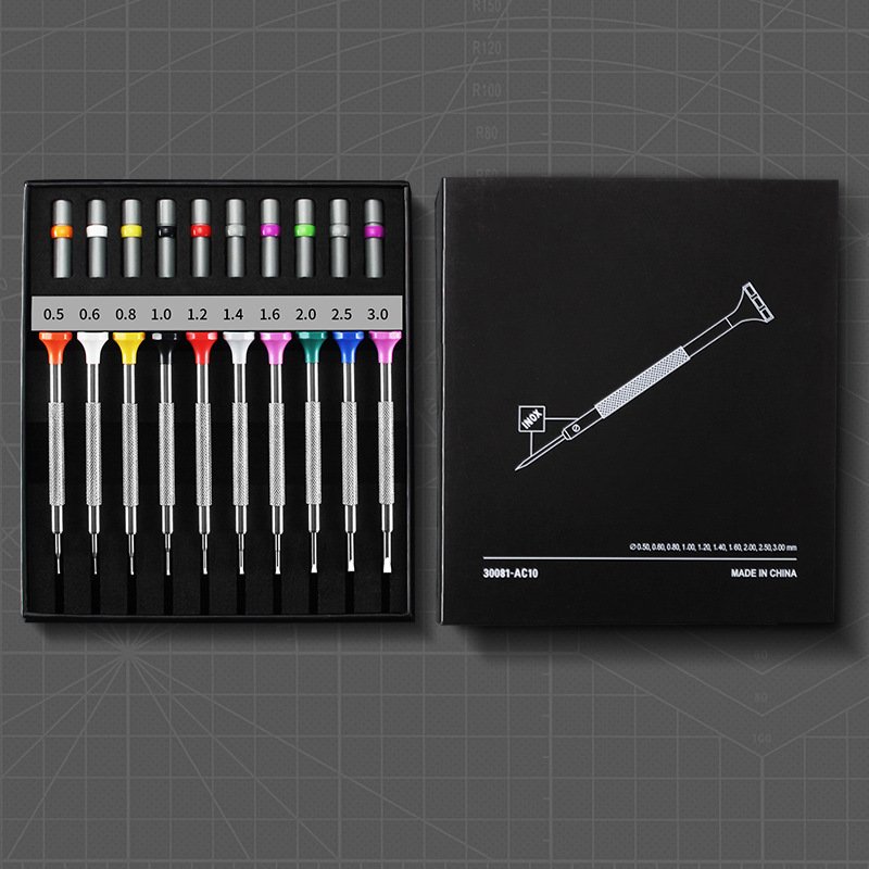 Repair Watch Hardware Tools Repair Watch Glasses Precision Cross And Straight Manual Screwdriver 10-piece Screwdriver - Image 6