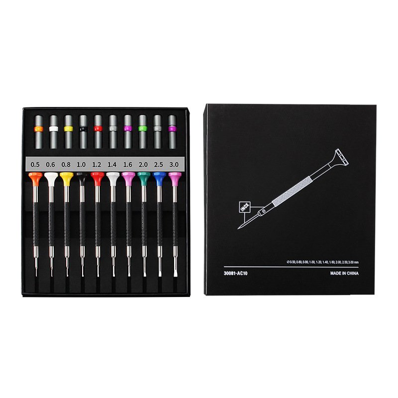 Repair Watch Hardware Tools Repair Watch Glasses Precision Cross And Straight Manual Screwdriver 10-piece Screwdriver - Image 8