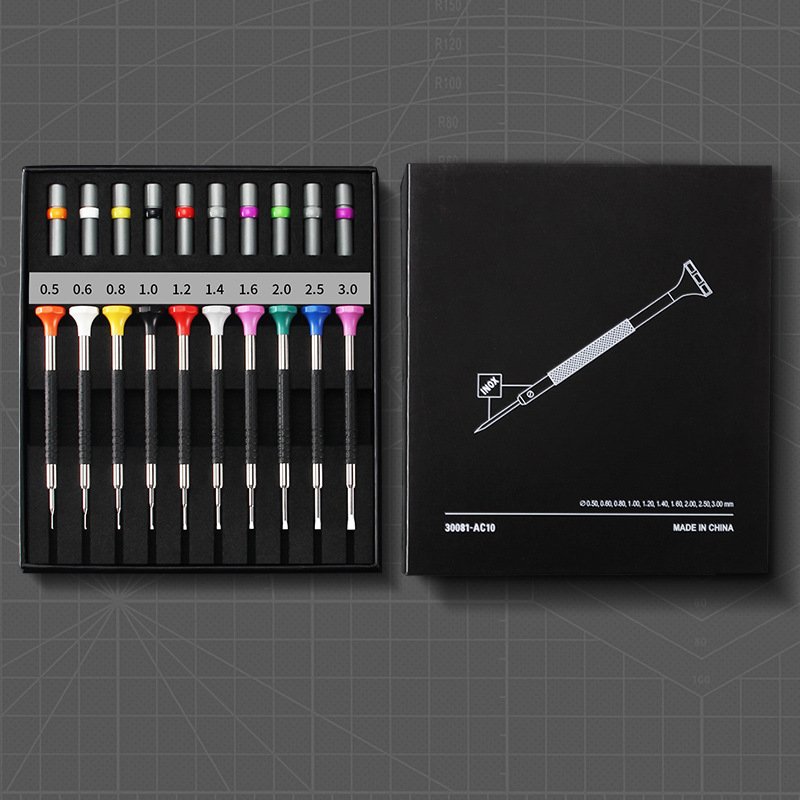 Repair Watch Hardware Tools Repair Watch Glasses Precision Cross And Straight Manual Screwdriver 10-piece Screwdriver - Image 9