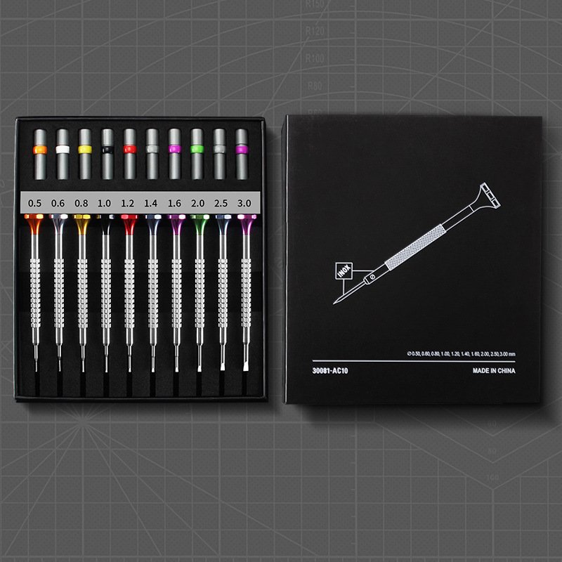 Repair Watch Hardware Tools Repair Watch Glasses Precision Cross And Straight Manual Screwdriver 10-piece Screwdriver - Image 7